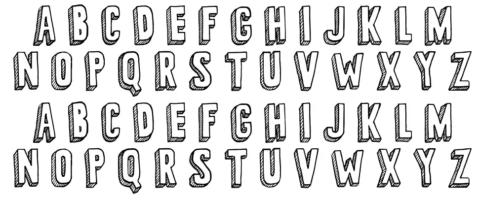 3-D Sketchfont specimens