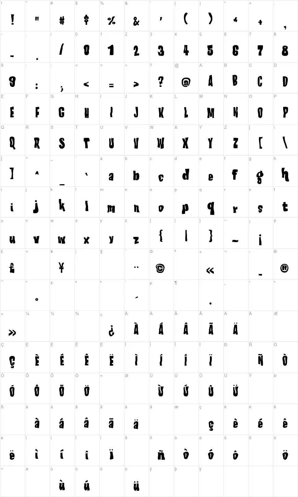 AD Nautilusfont character map