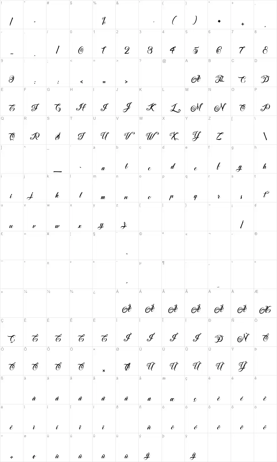 Afterschool Festivalfont character map
