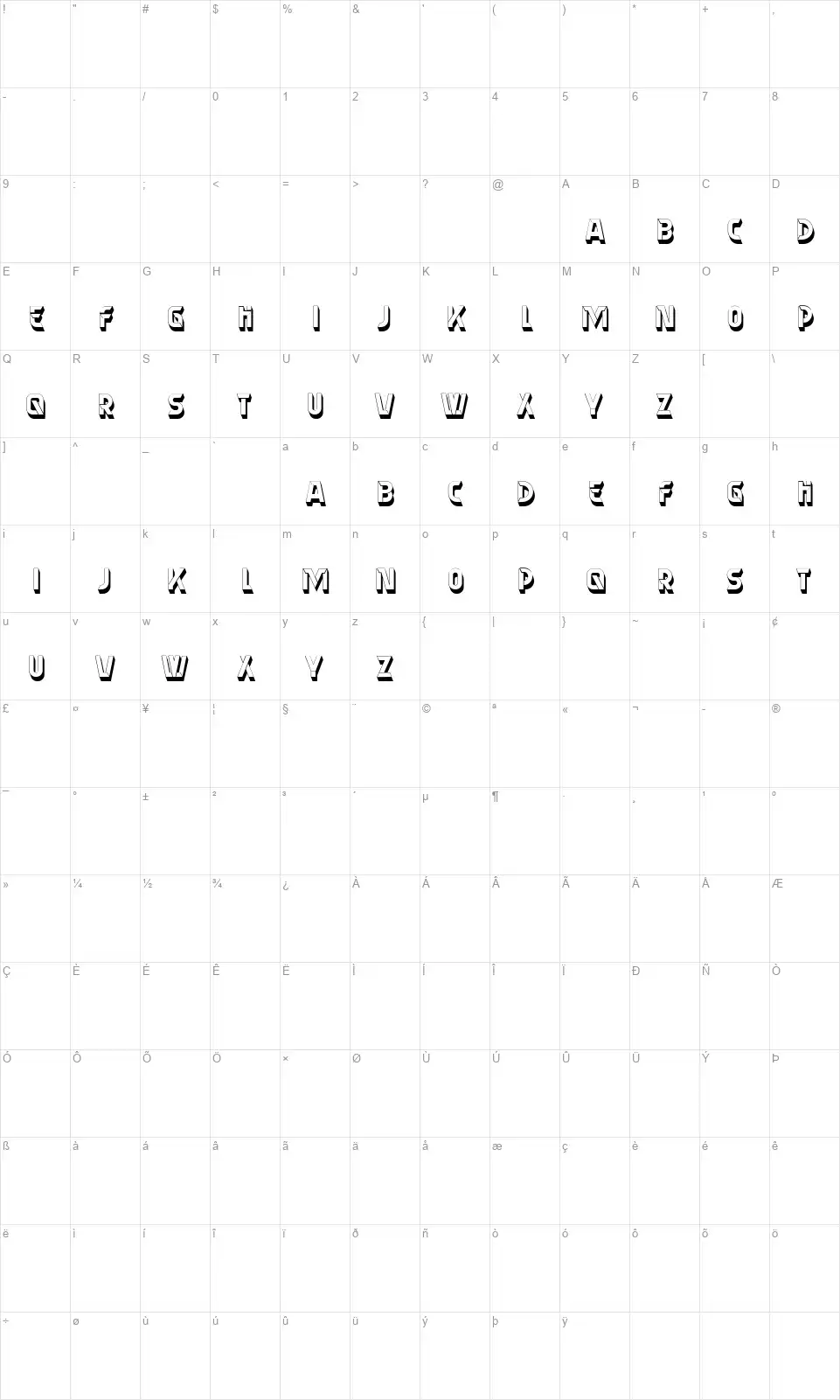 Almeryfont character map