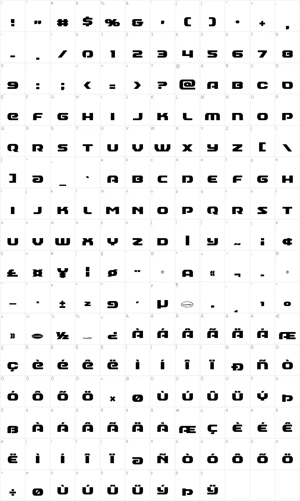 Annapolisfont character map