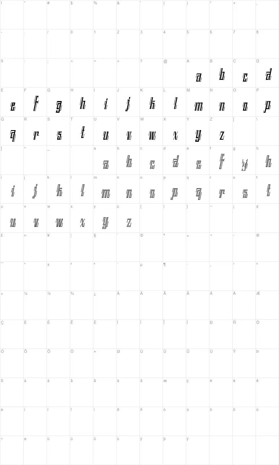 Back To Ancient Timefont character map