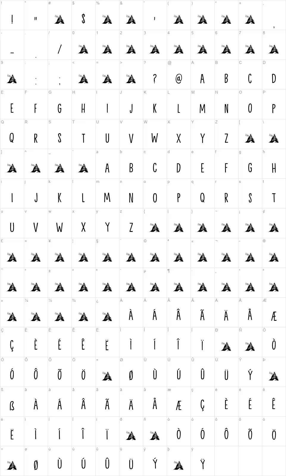 Background Echofont character map
