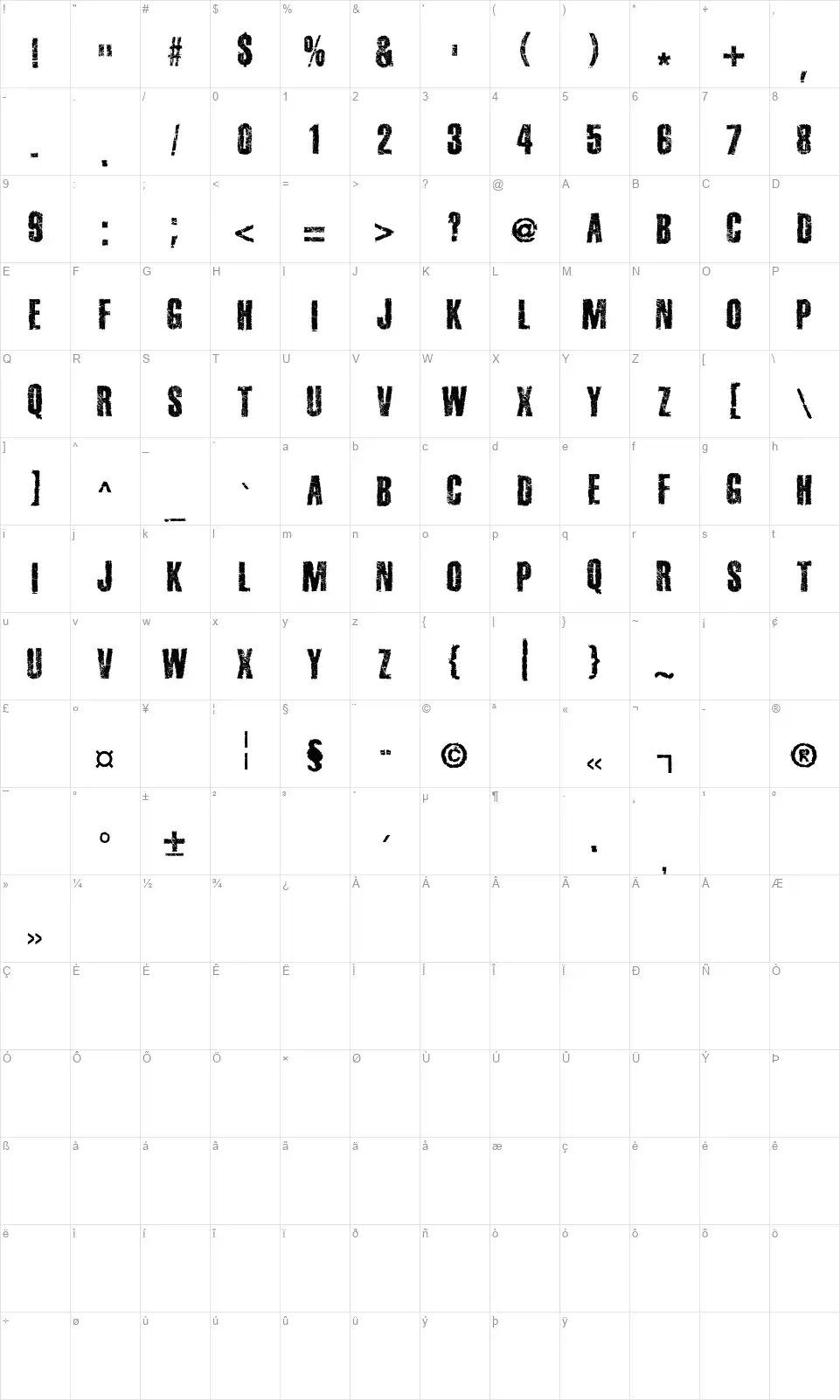 Bad Suabia Swingfont character map