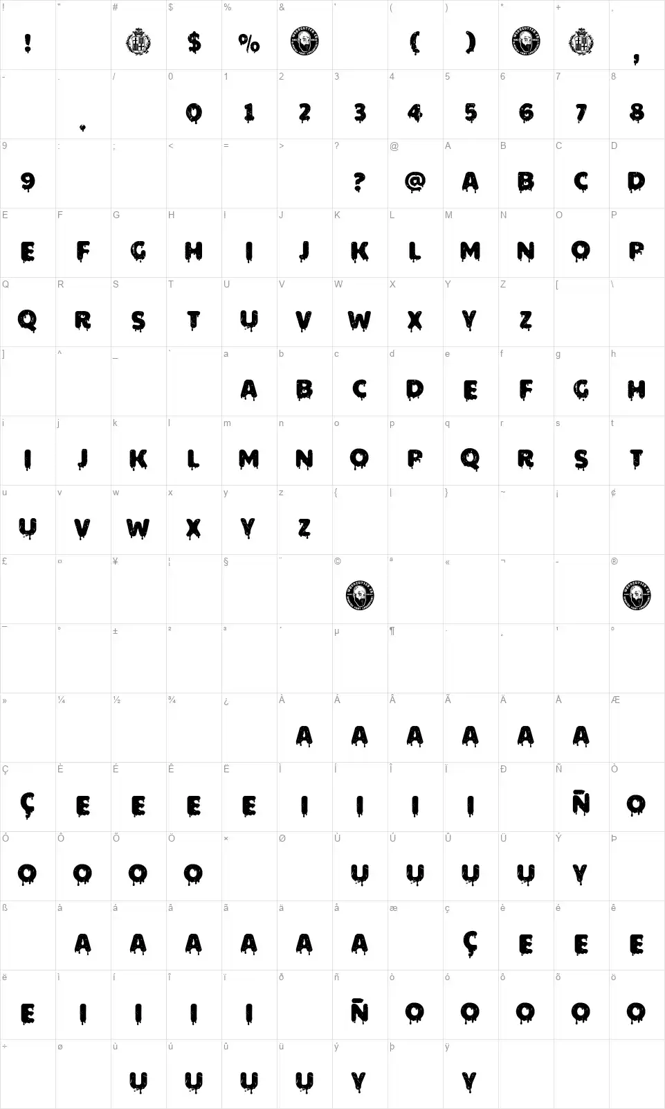 Barcelona Scaredfont character map