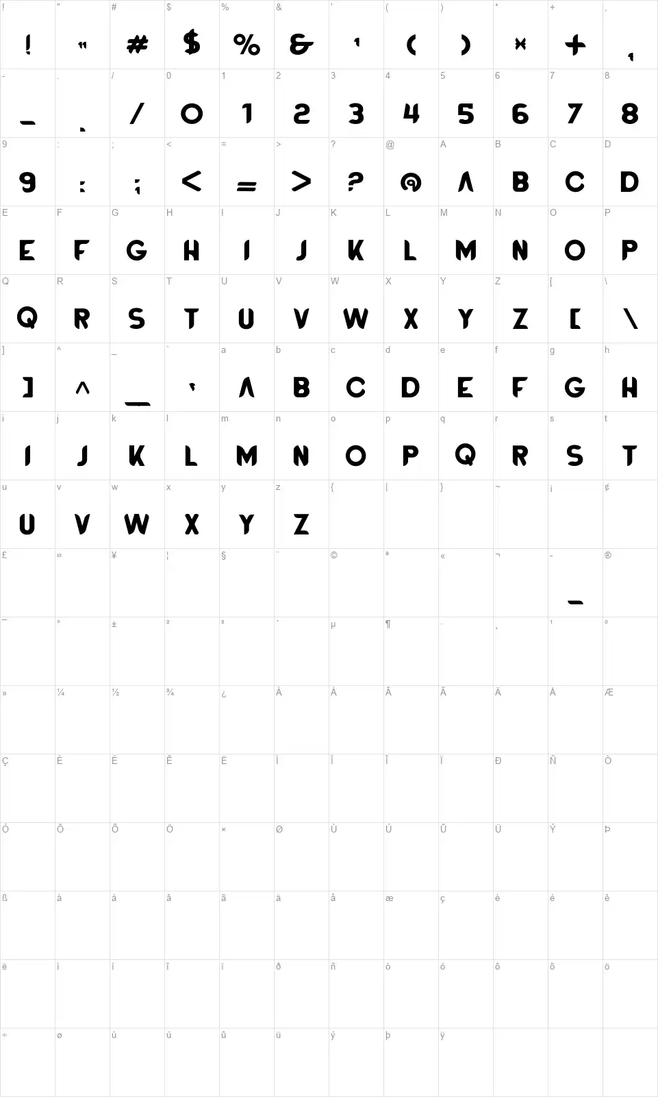 Battle Royalefont character map