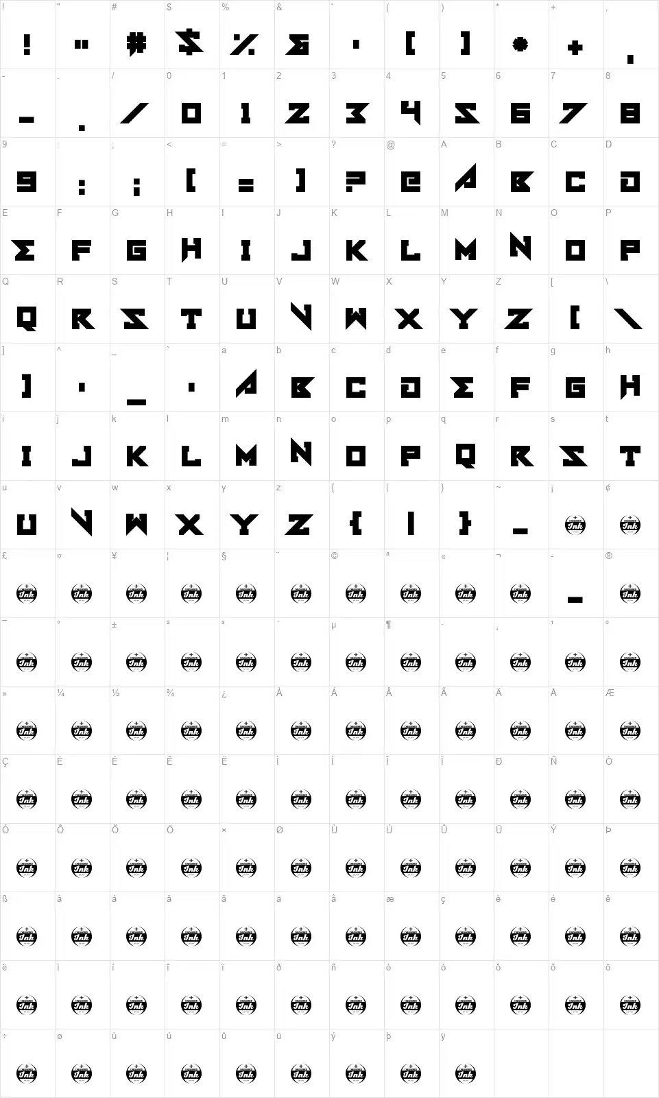 Be A St.font character map