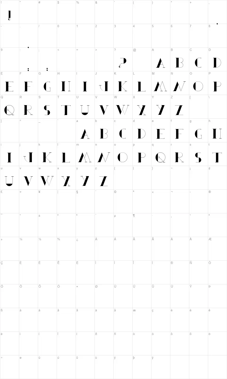Berbel Seriffont character map