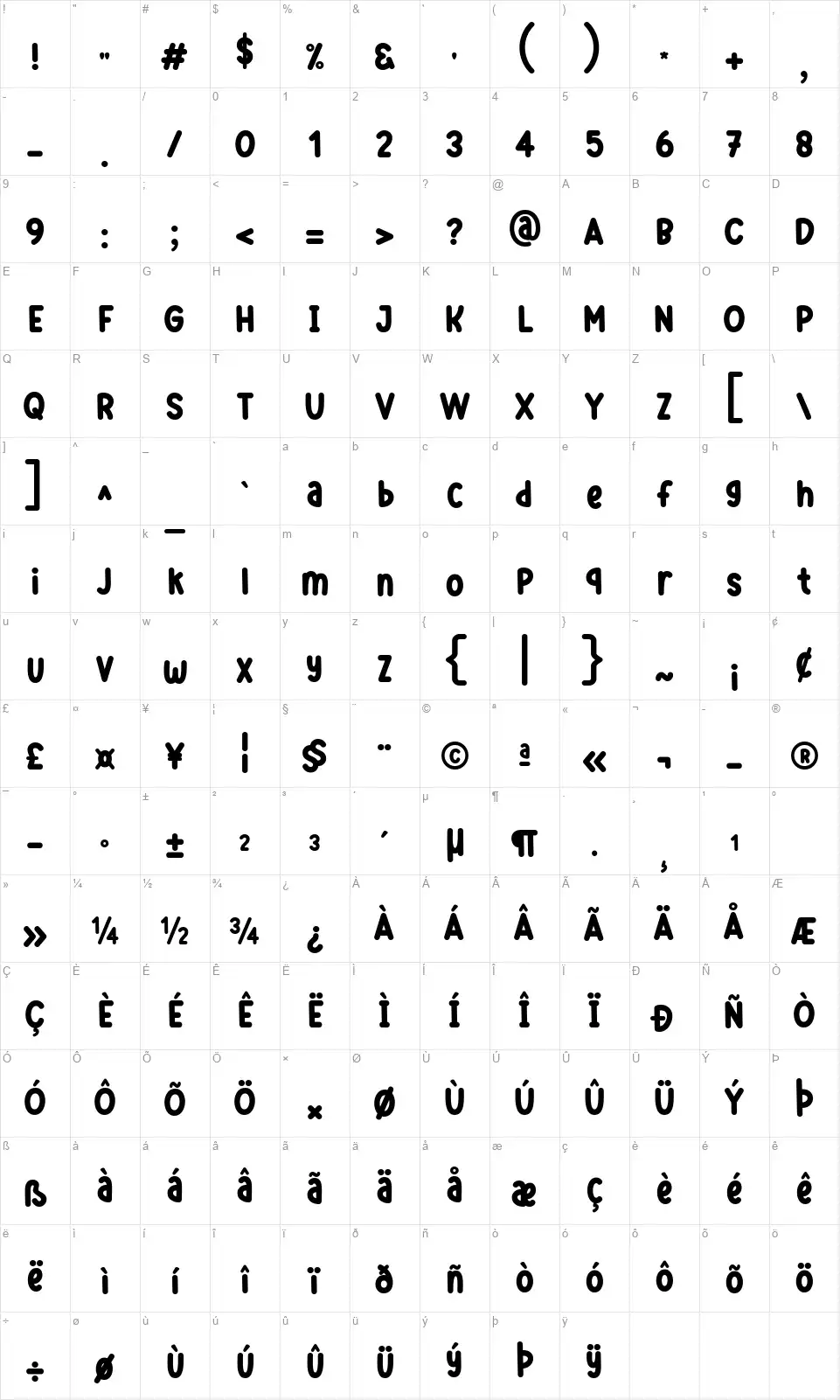 Best Schoolfont character map