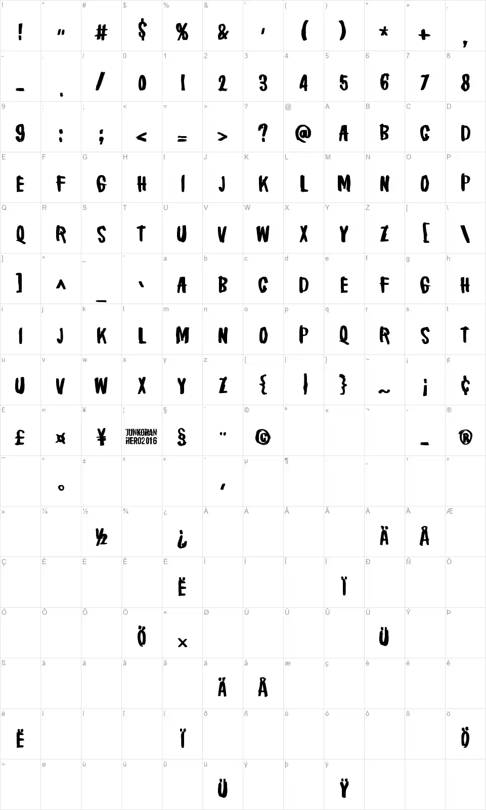 Brake a leg!font character map