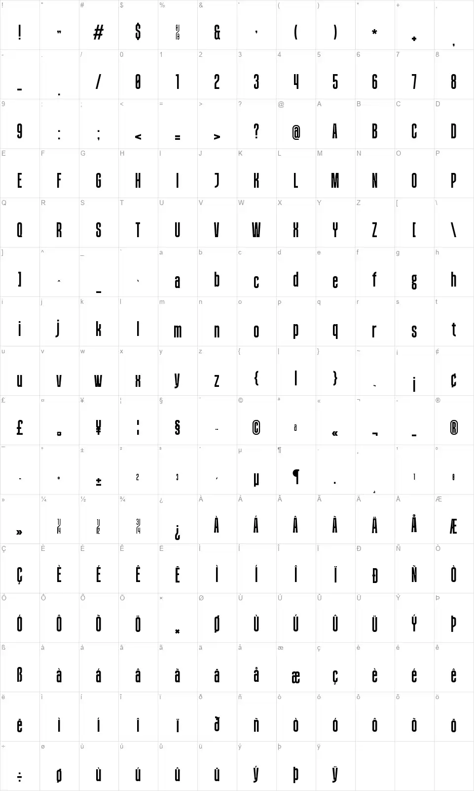 Brandel Luchadorfont character map