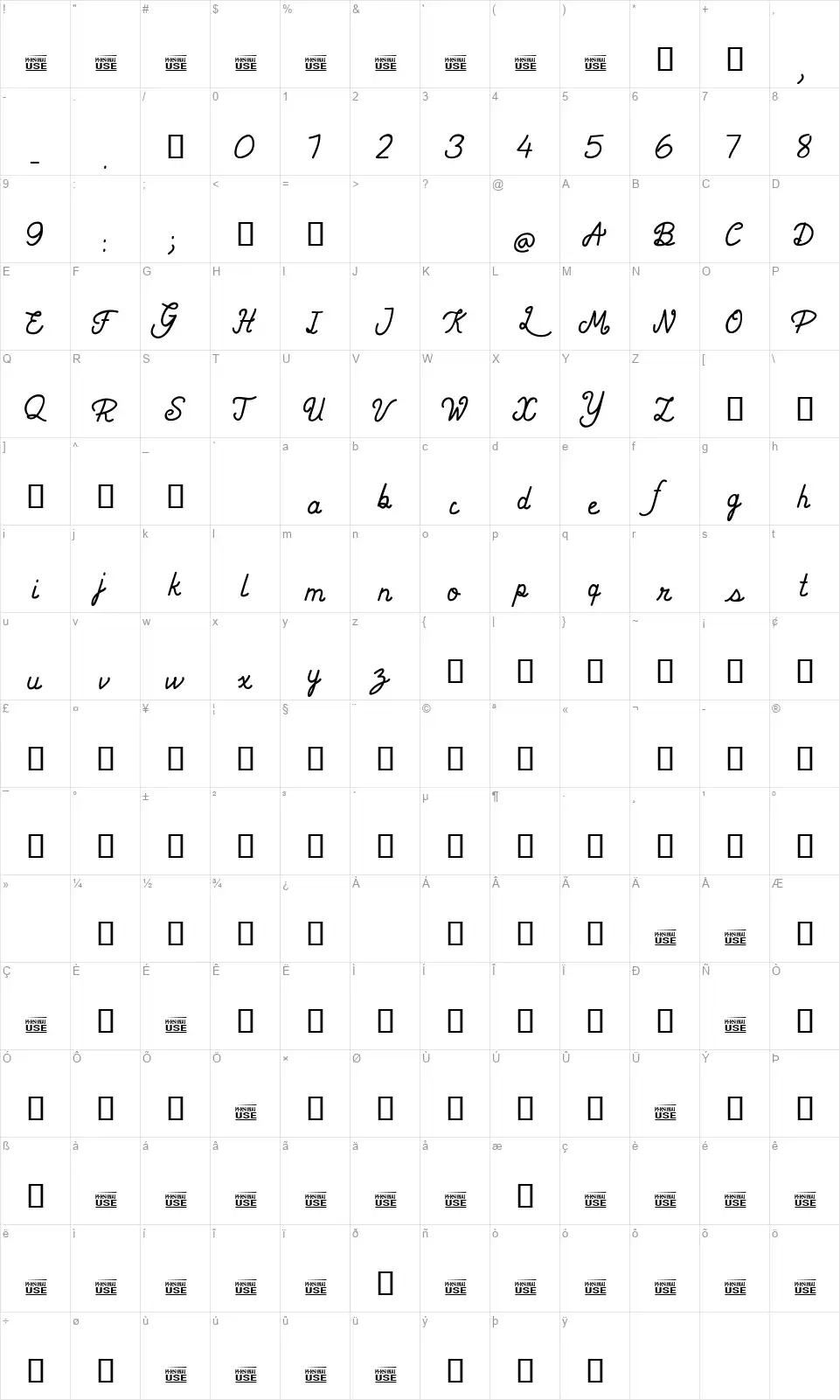 CF Chevalier de Lorimierfont character map