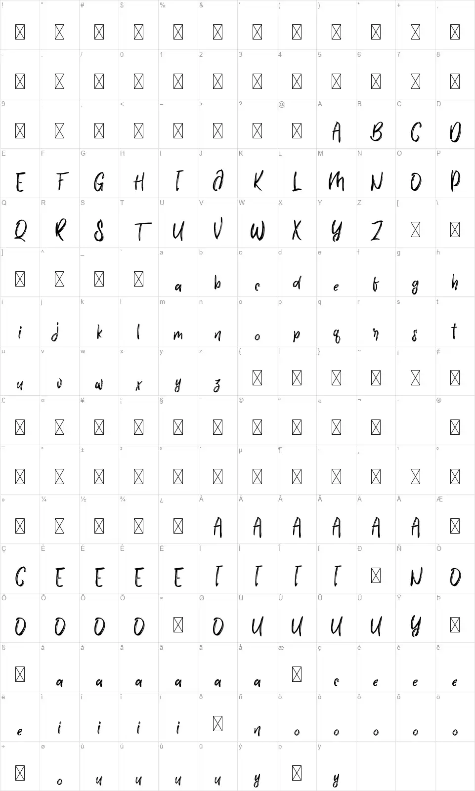 Chairmatefont character map