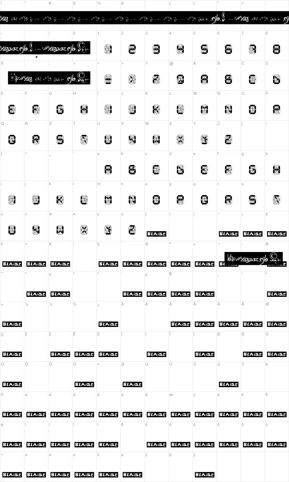 Crashed Scoreboardfont character map