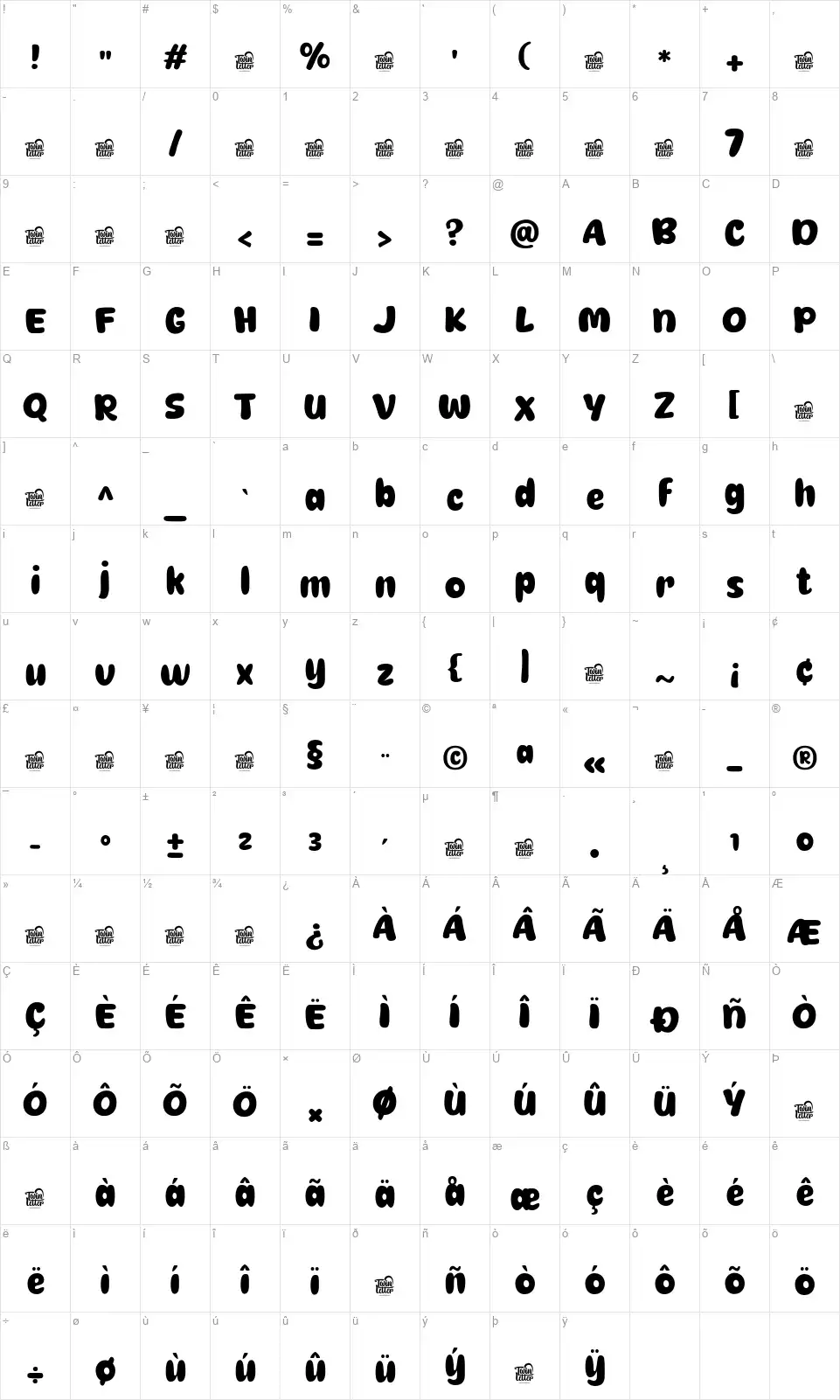 Dakorafont character map