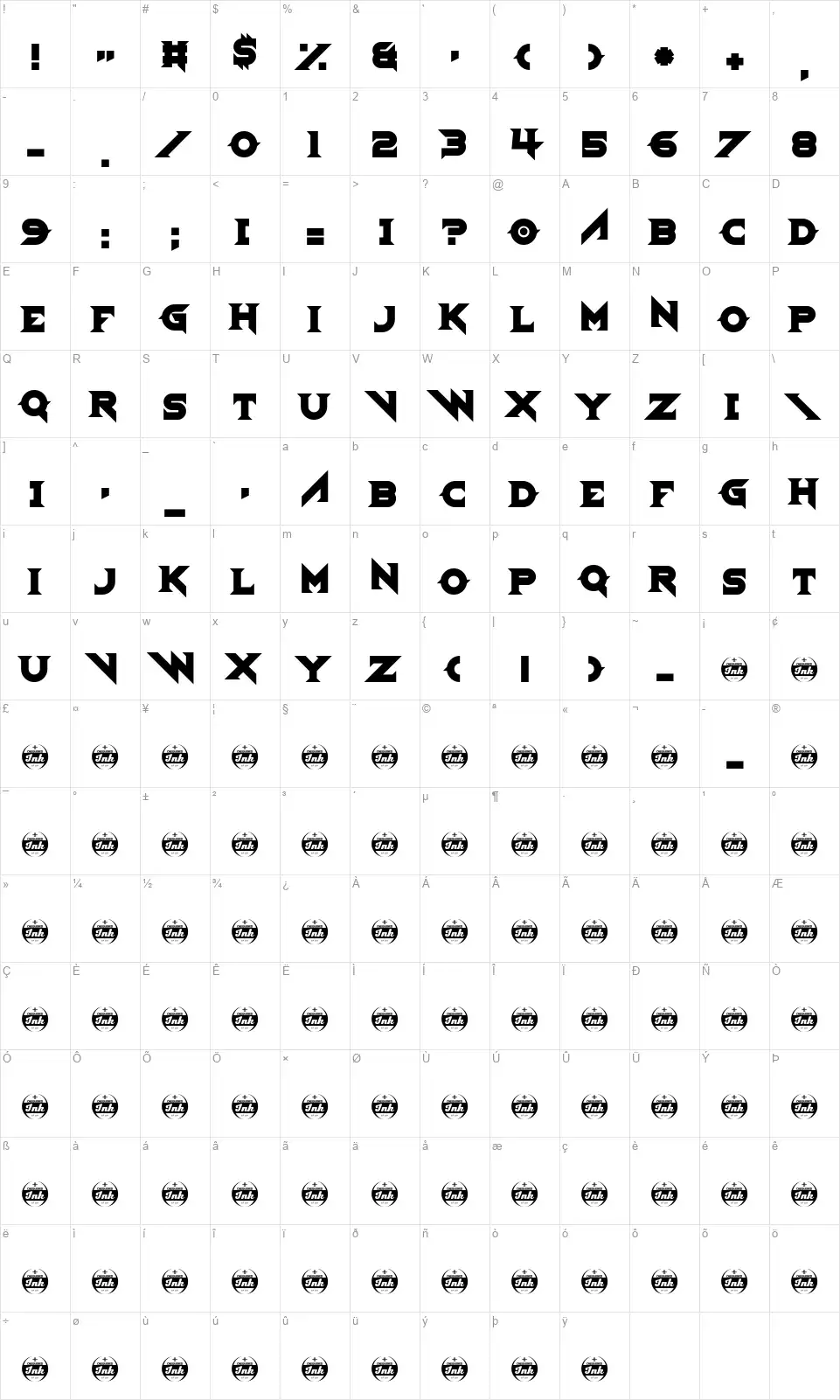 Demonessfont character map