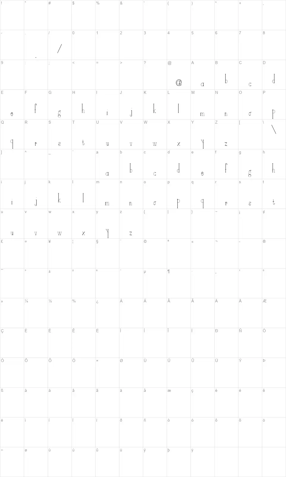 Dirty Little Secretsfont character map