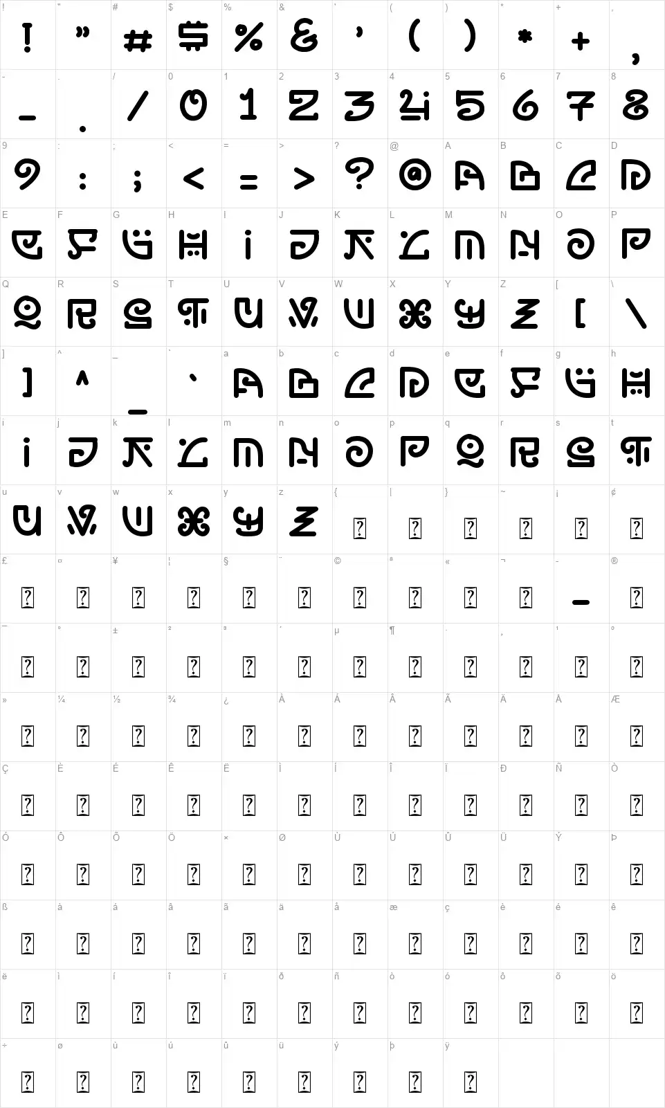 Doodlez Foreverfont character map
