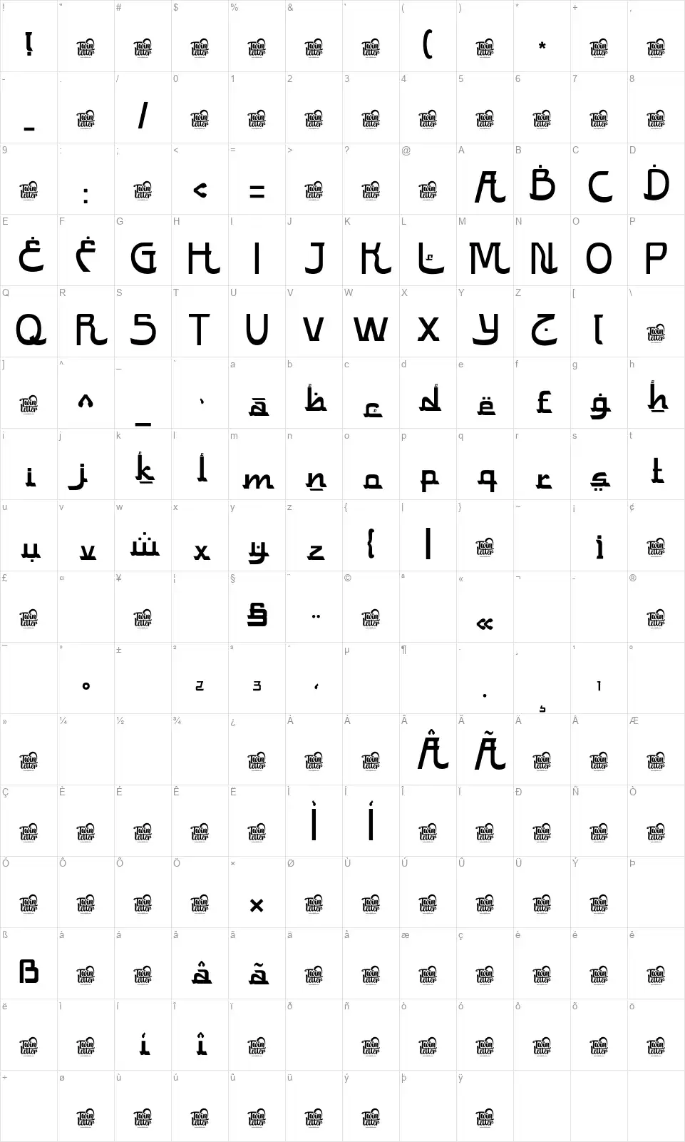 Edangufont character map