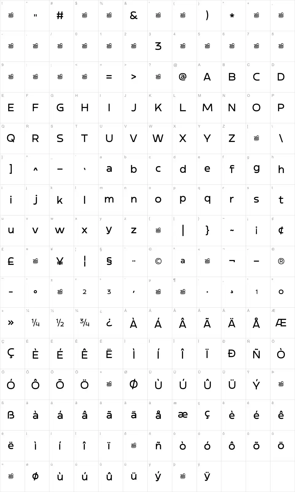 Elegtro Volt Karakter haritası Elegtro Voltfont character map