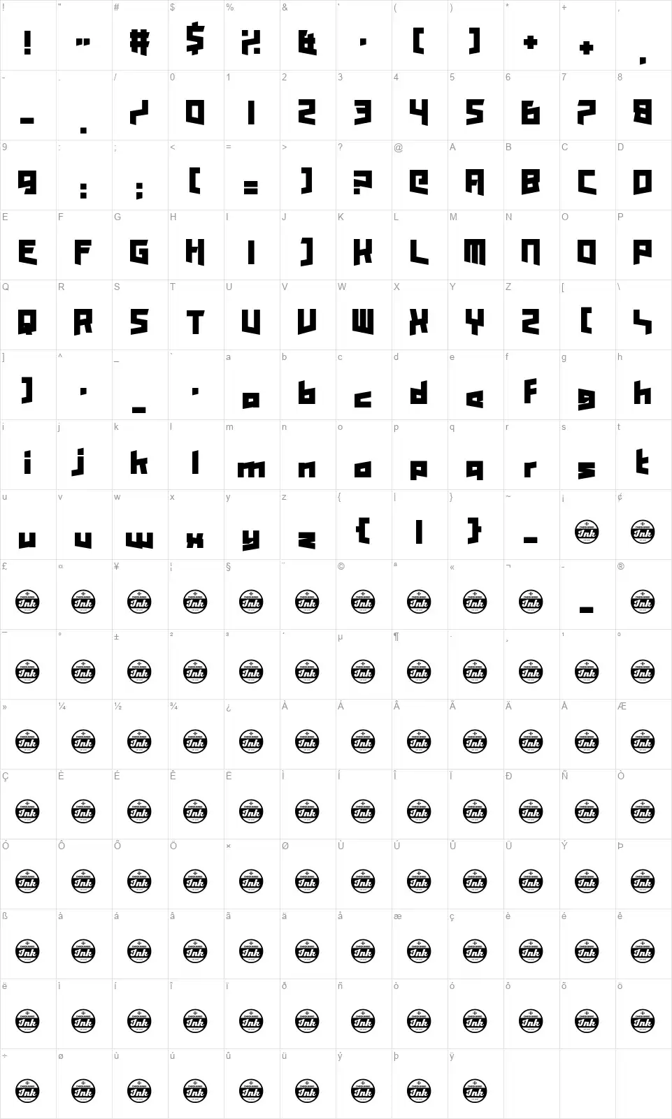 Enter the Harbingerfont character map