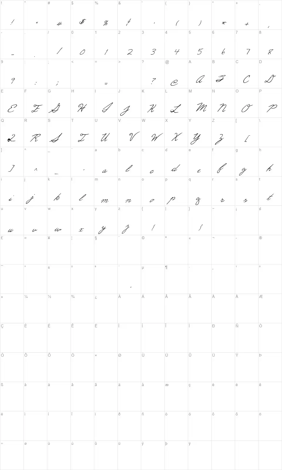 Eric'sfont character map