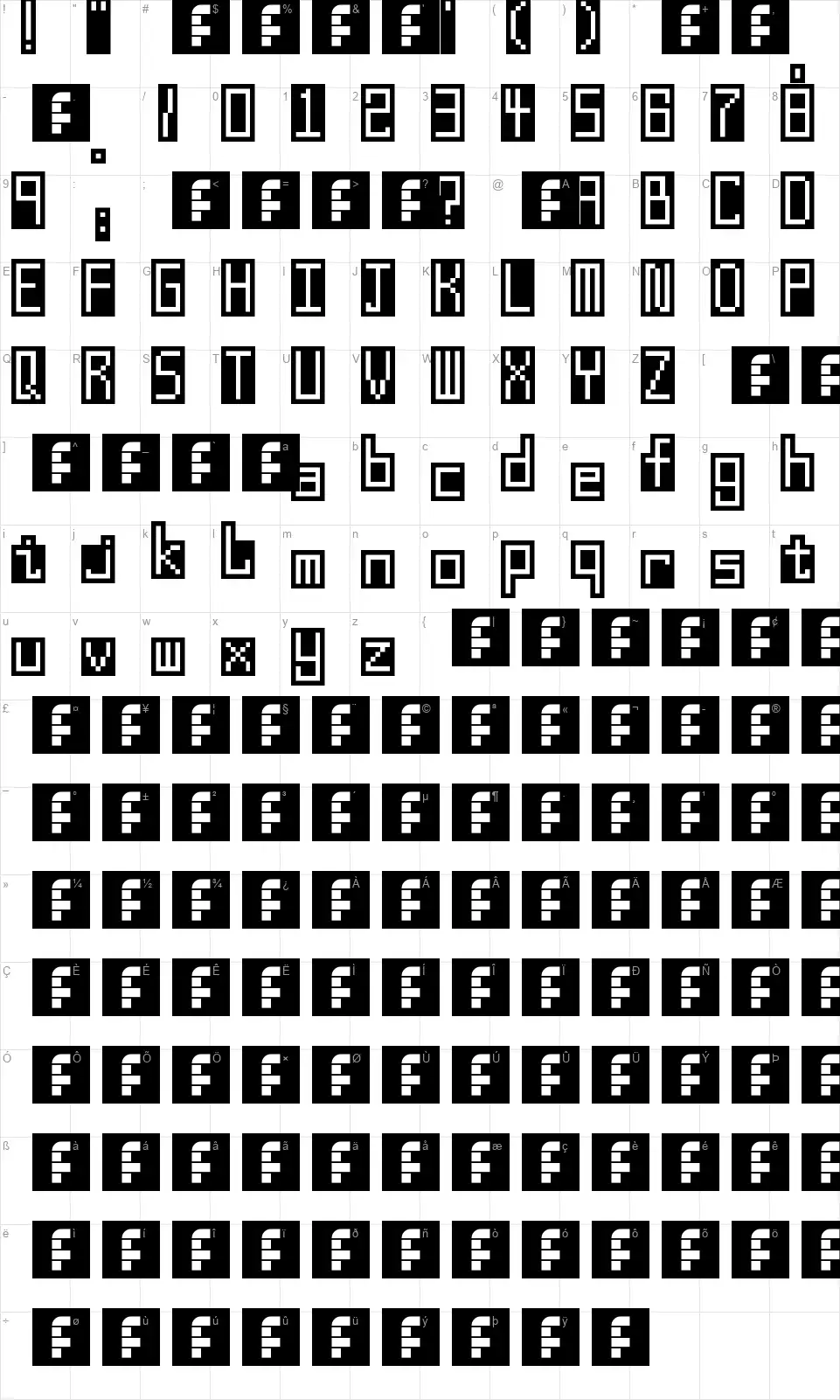 Finalfont character map