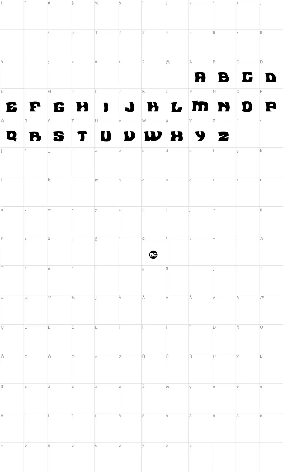 Flea Marketfont character map