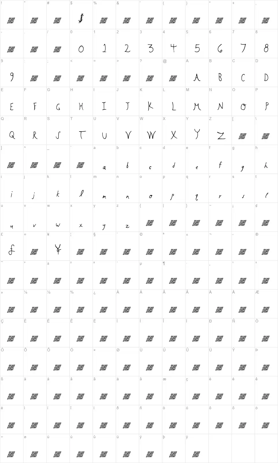 Flowering Budsfont character map