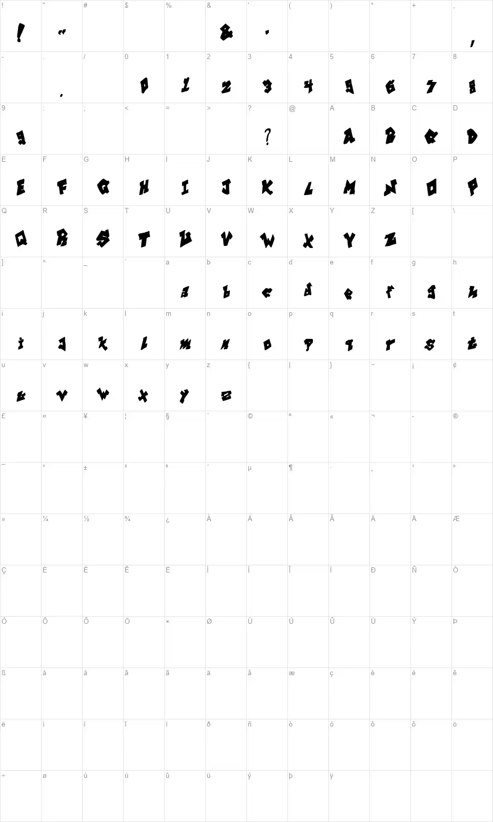 Franklin Efont character map