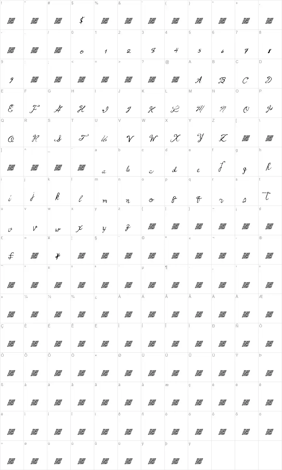 French Piratesfont character map