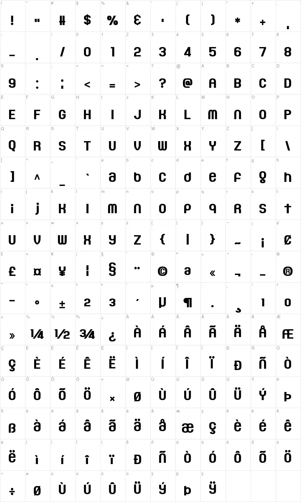 Gaeilge Kidsfont character map