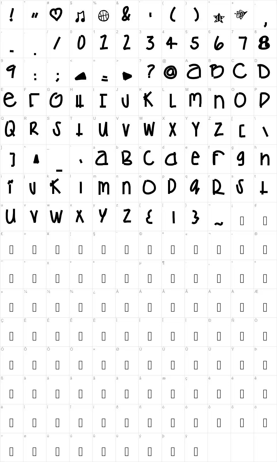 Games Getchu NoWherefont character map