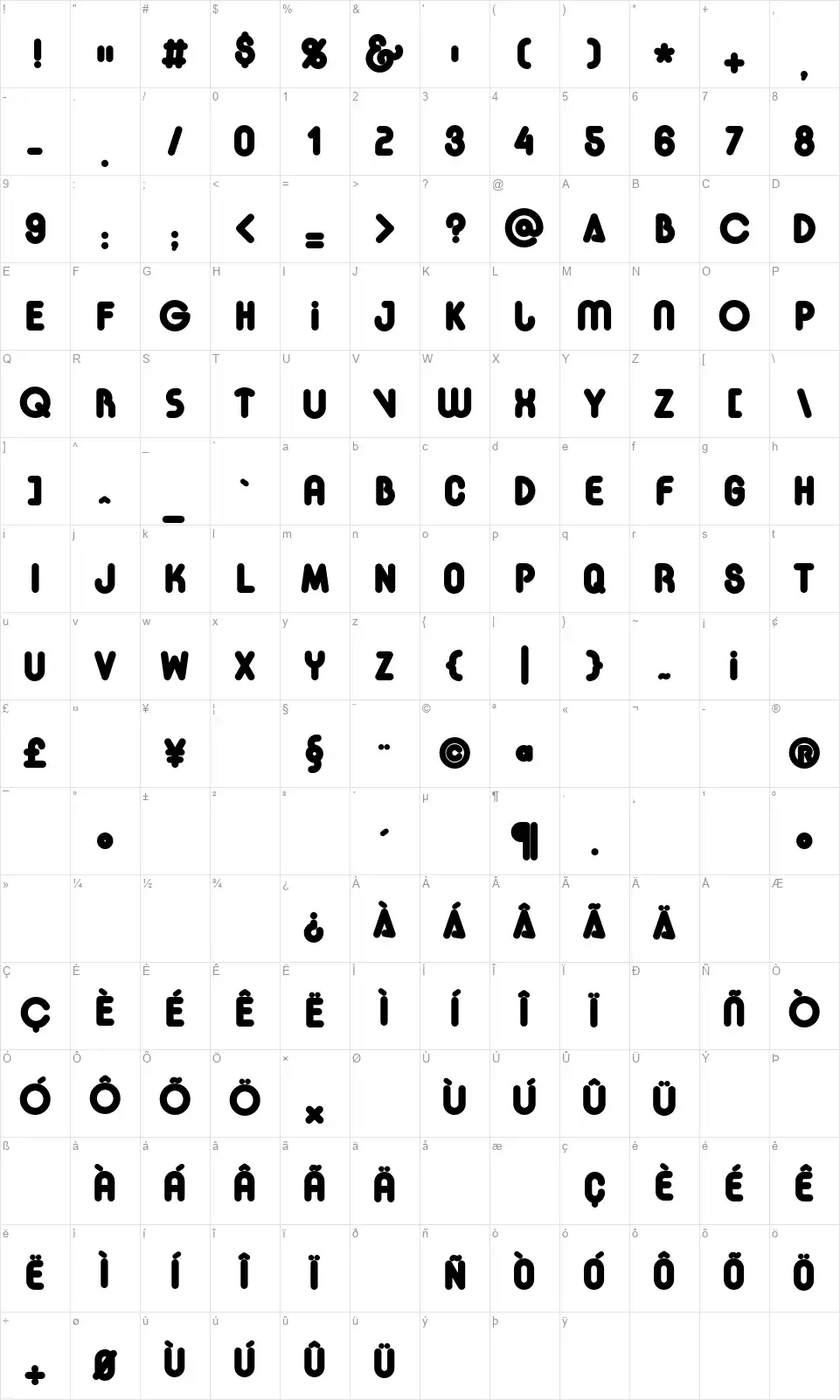 Garoa Hacker Clubefont character map