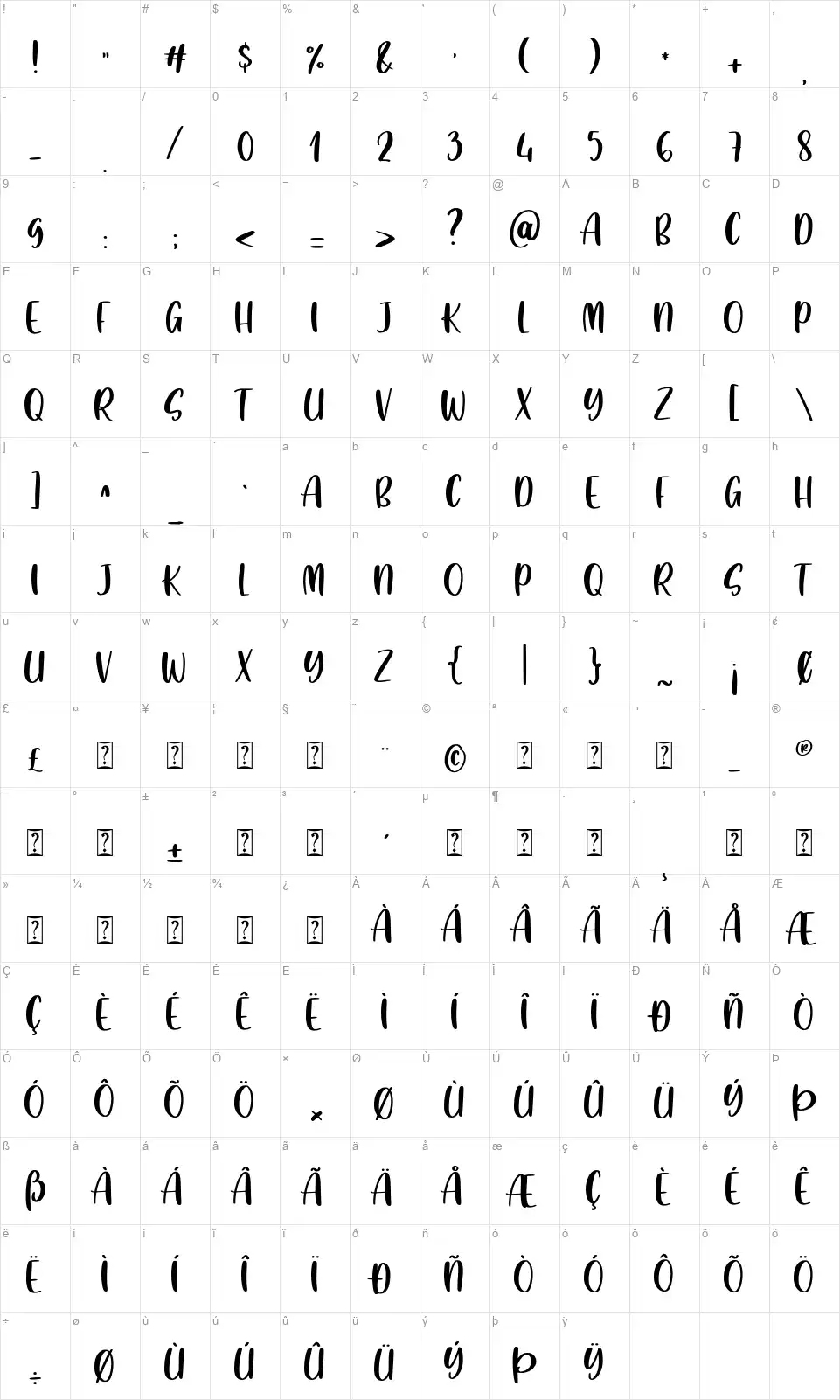 Gesya Craftyfont character map