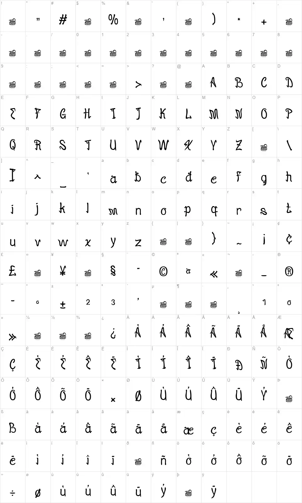 Gijkolt Rislafont character map