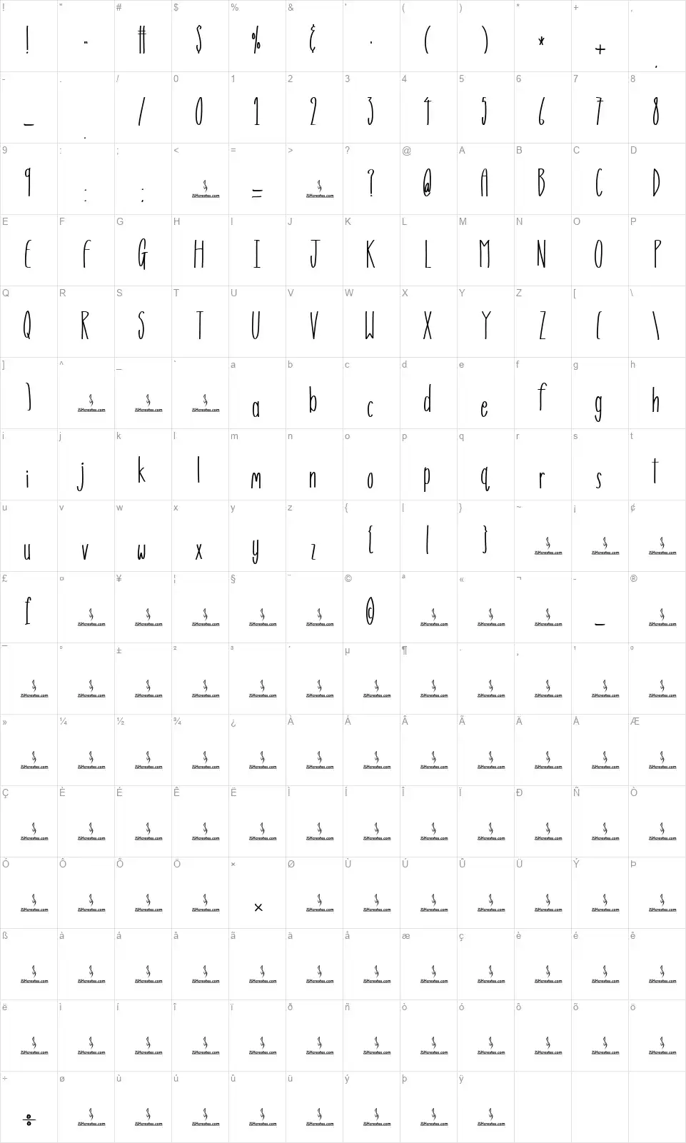 Gospel Messagefont character map