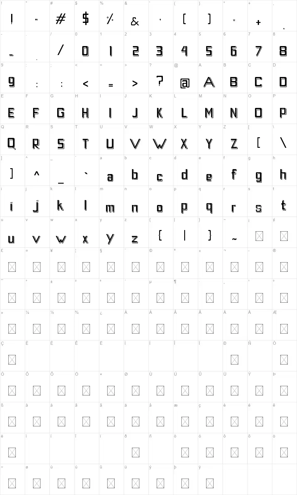 Graphics Sansfont character map