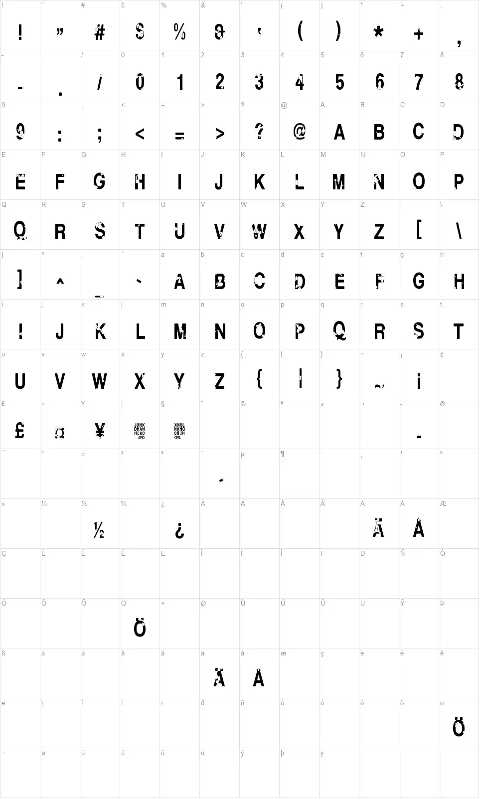 Hello Finlandfont character map
