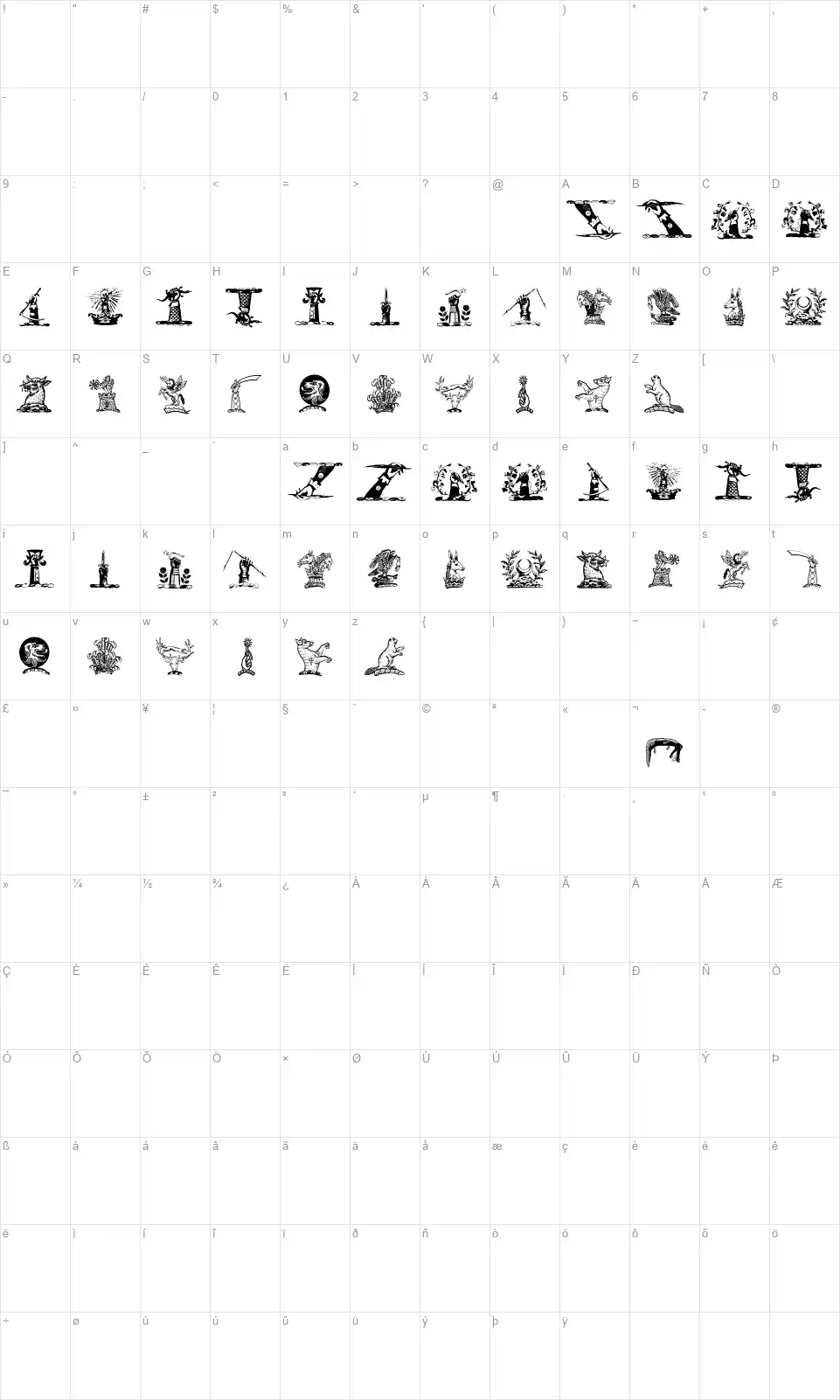 Helmbusch Crest Symbolsfont character map