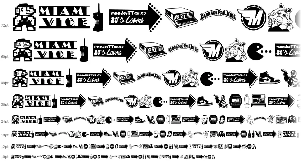I Love 80'sfont waterfall