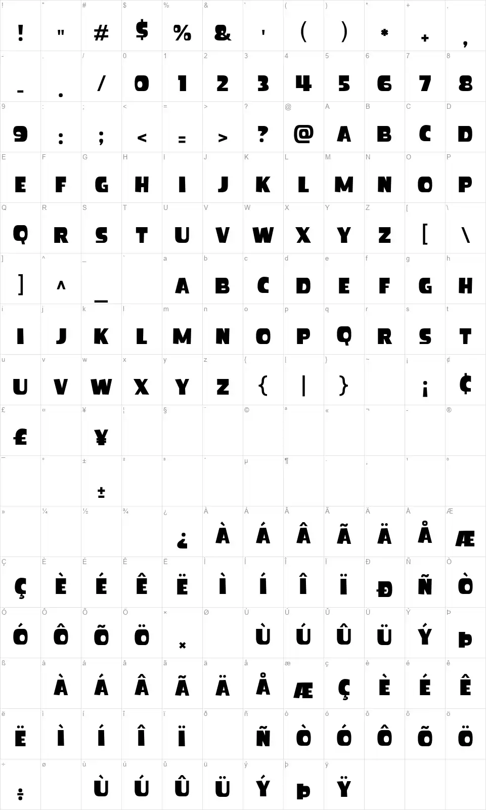 Ice Eggfont character map