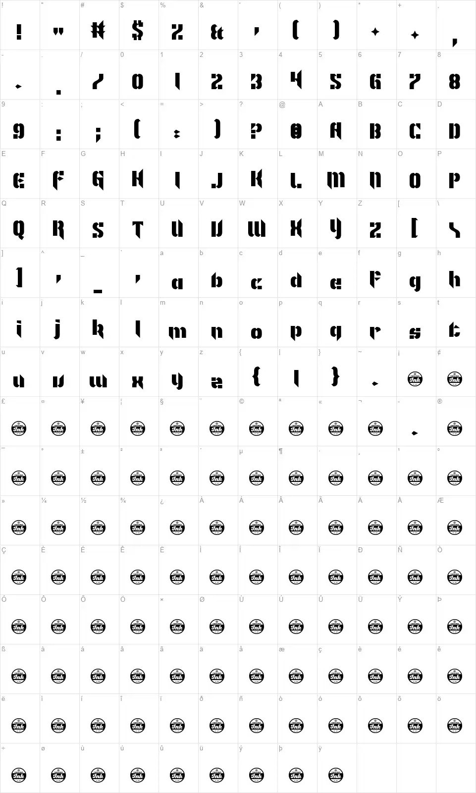 I'm Not Like Most Fontsfont character map