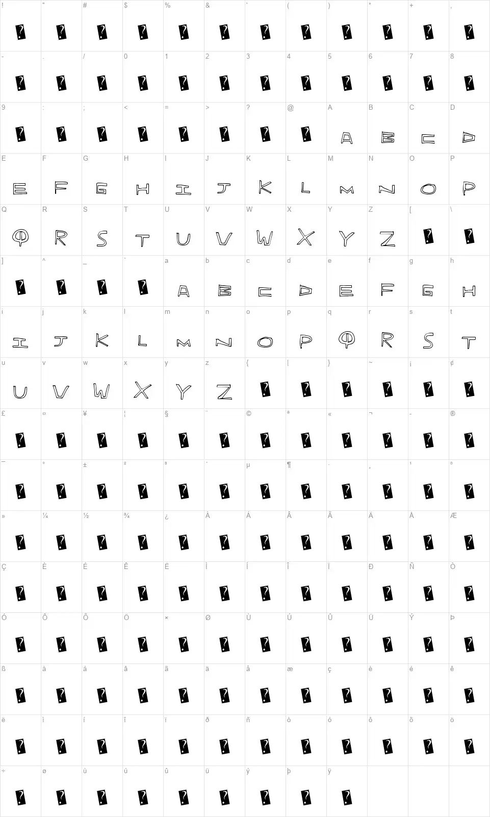 Indie Handfont character map