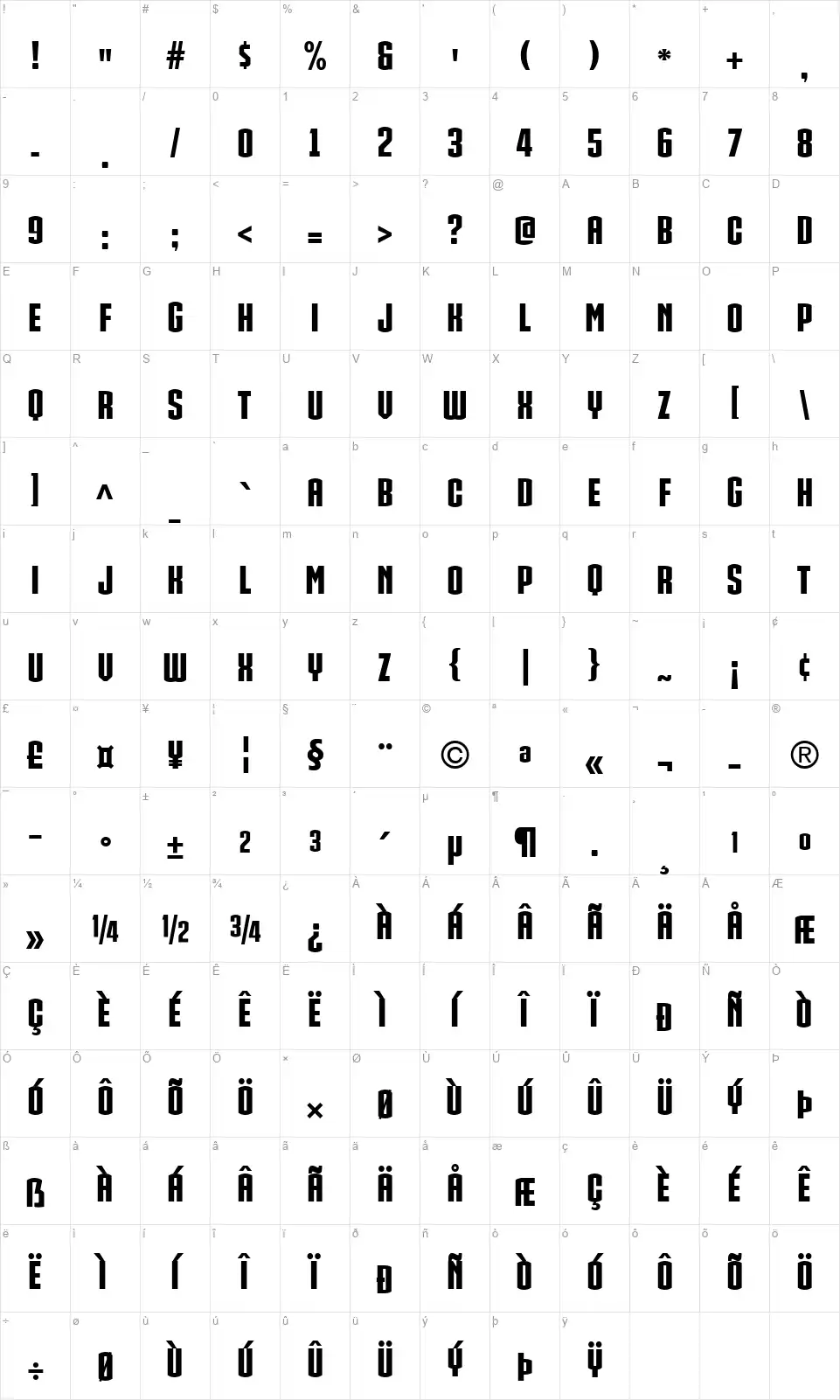 Iron Man Of War 002 NCVfont character map