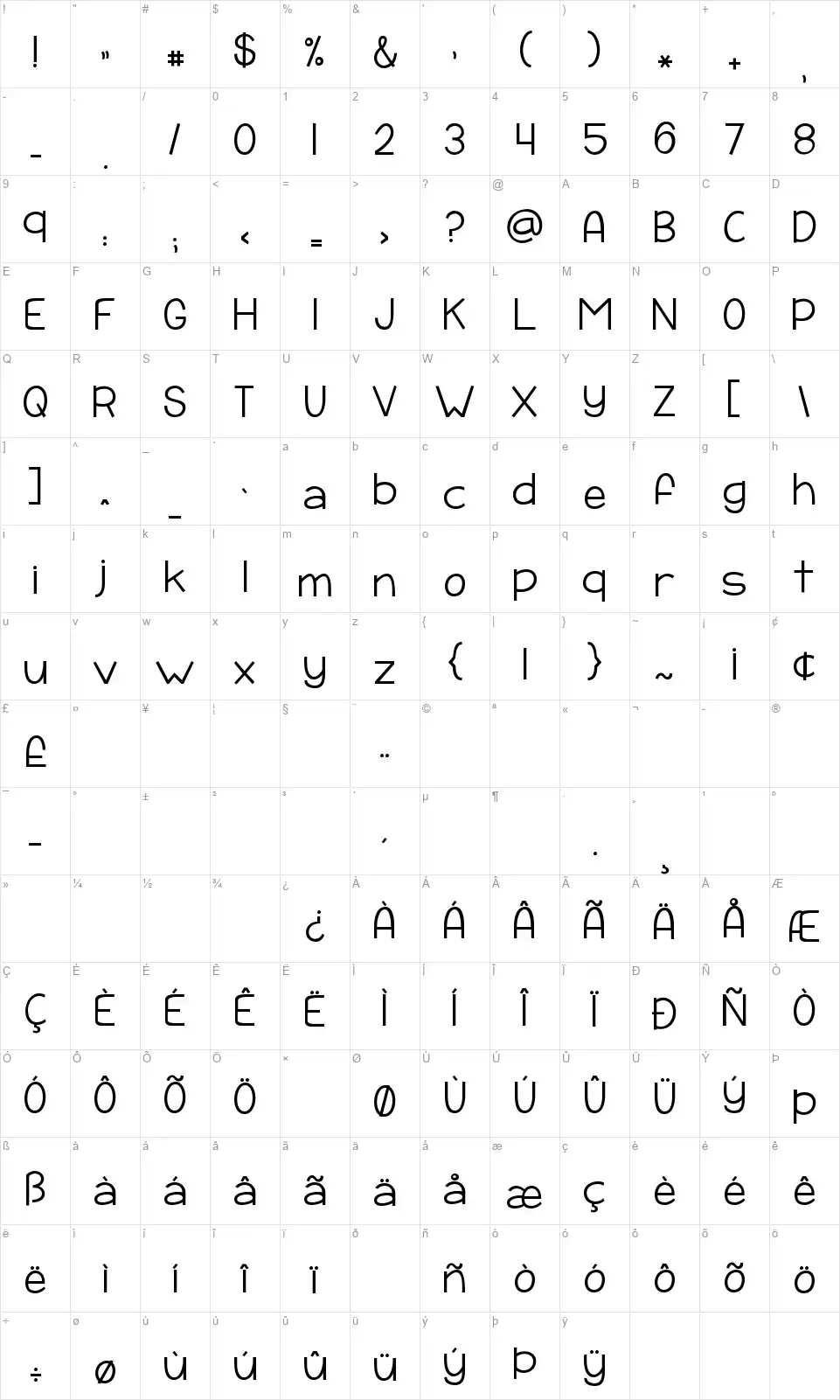 KG Payphonefont character map