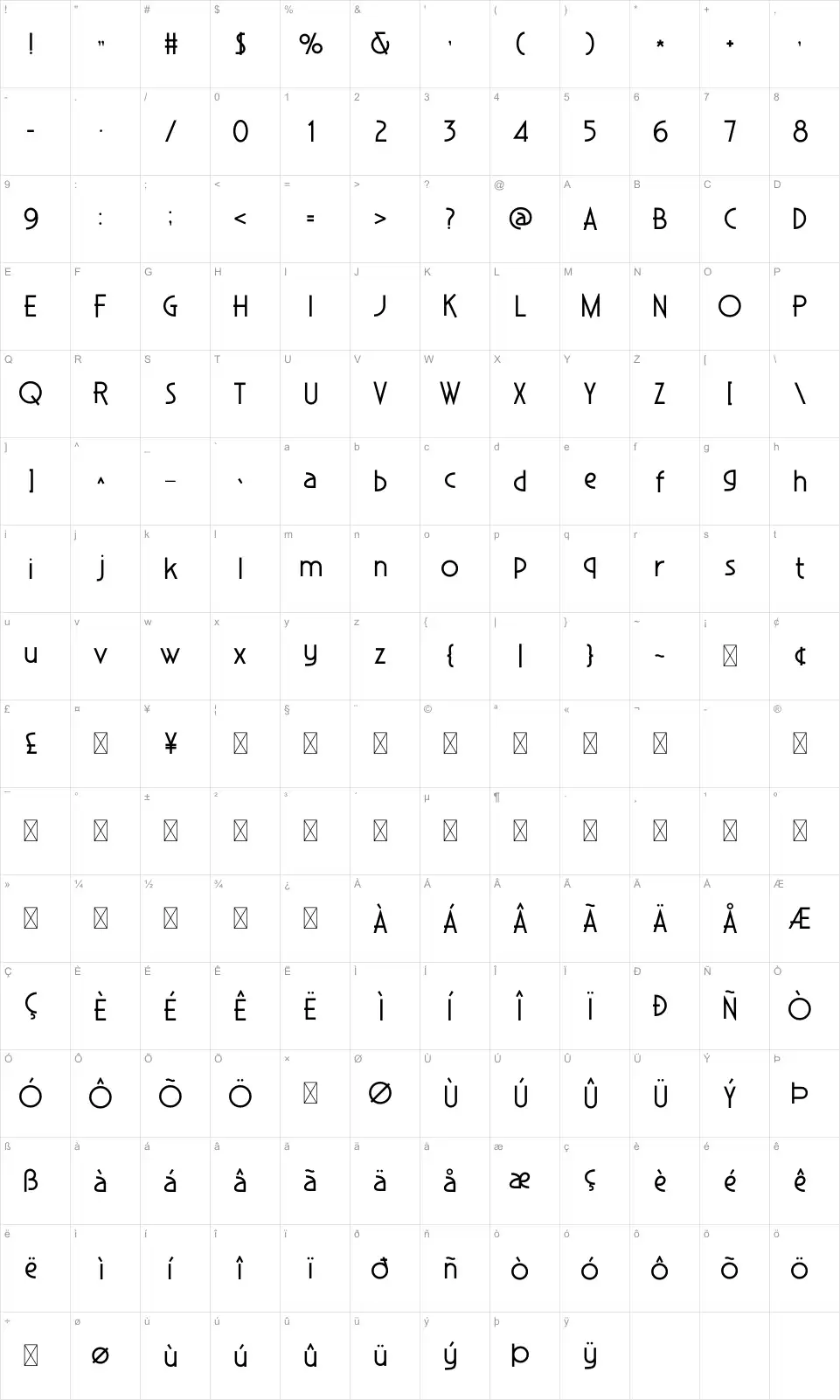 Kookboek Karakter haritası Kookboekfont character map