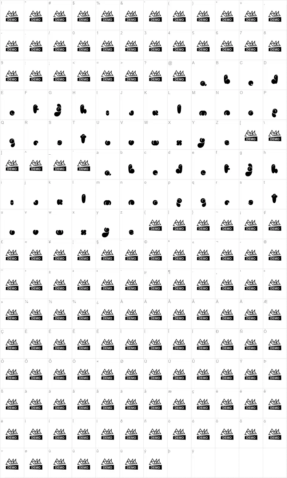 Logofont character map