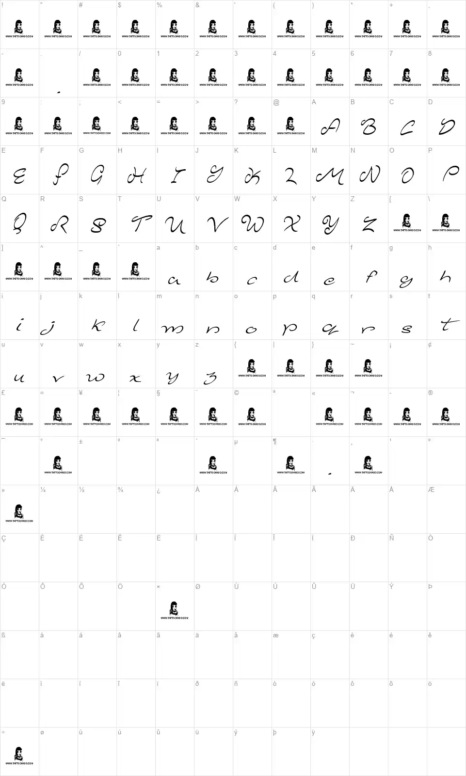 Majestic Mansionfont character map