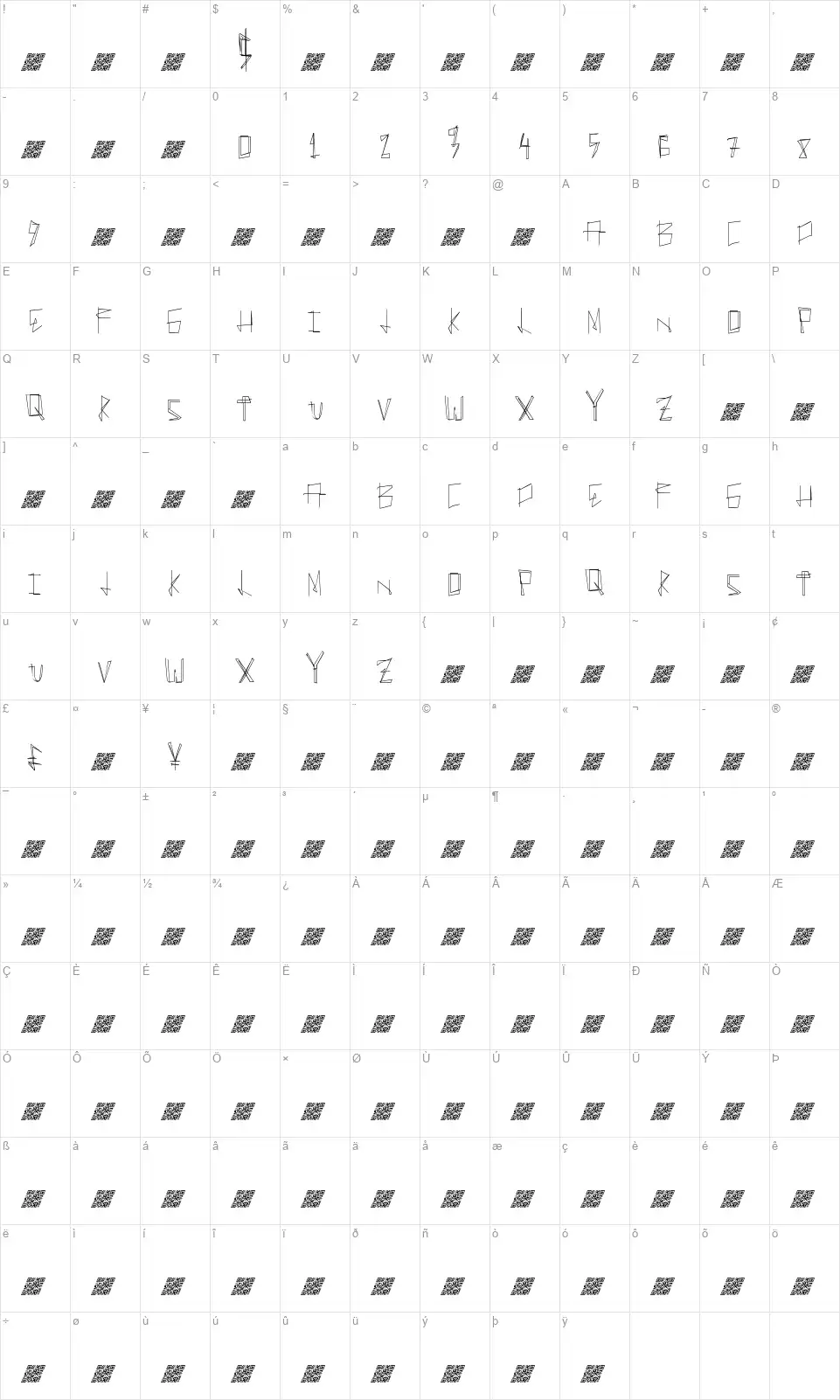 Many Linesfont character map